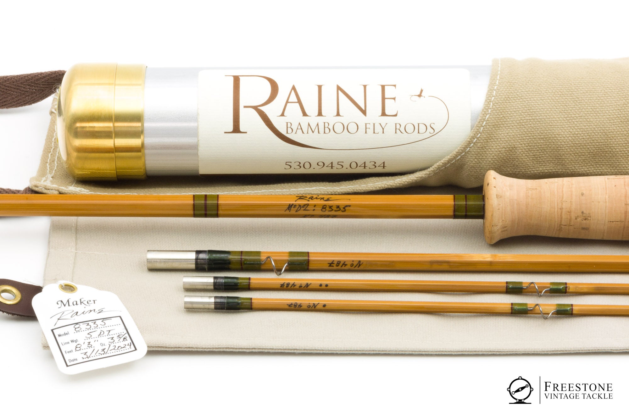 Raine, Chris - Hollow Built Deluxe "Model 8335", 8'3" 3/2 5wt Bamboo Rod